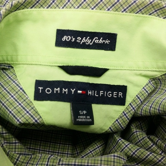 Tommy Hilfiger Plaid Shirt Green 80s 2 Ply Preppy - Picture 6 of 7